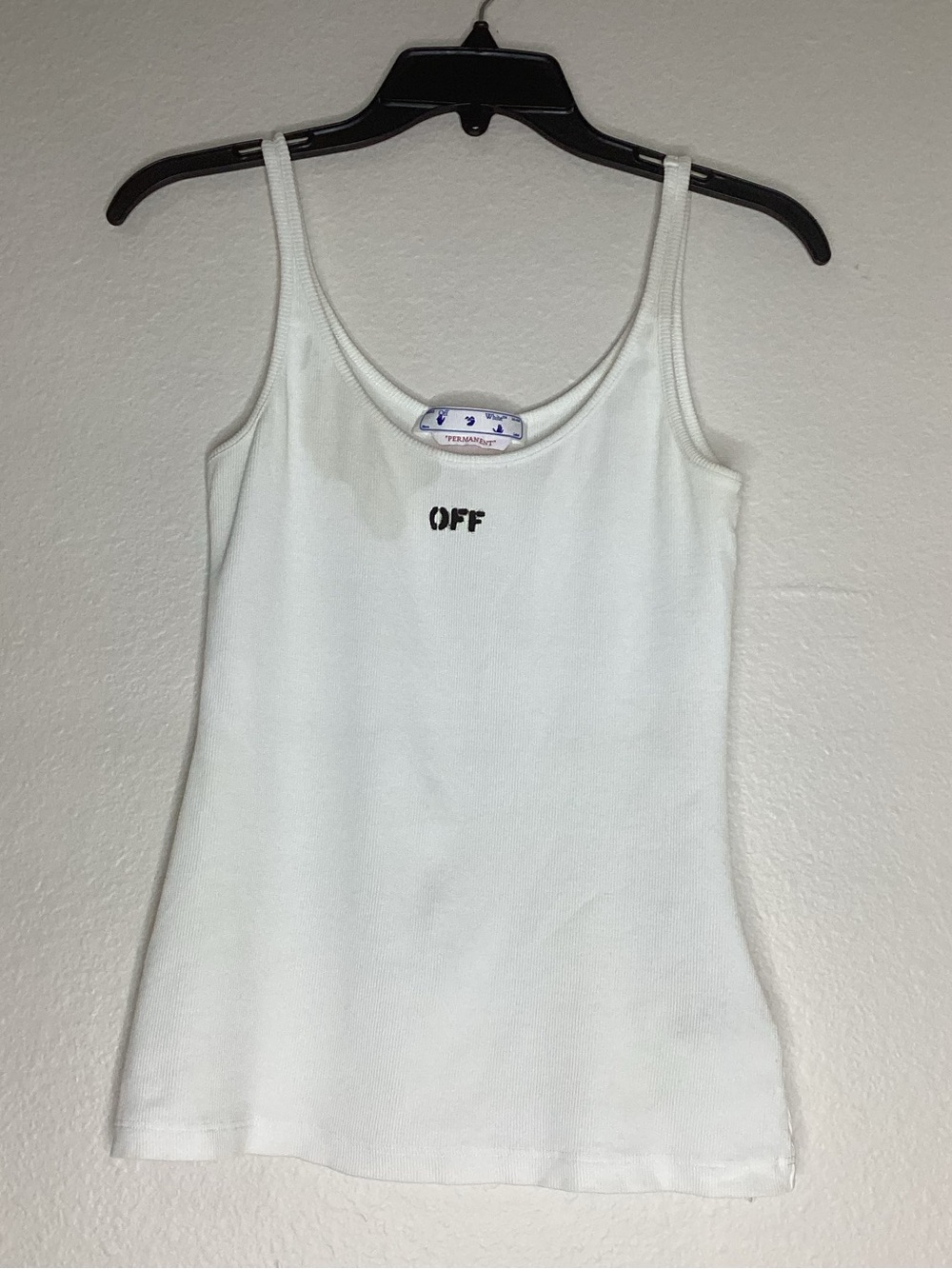 Off-White Logo White Ribbed Tank Top As Is Sz 44 (M)